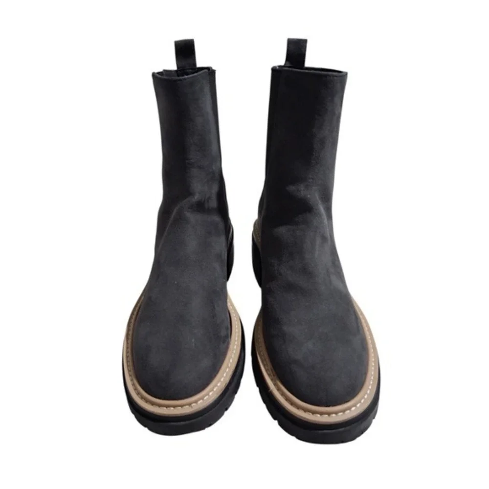 Open Edit Chunky Platform‎ Mya Lug Sole Women's Size 7.5 Chelsea Suede Boots